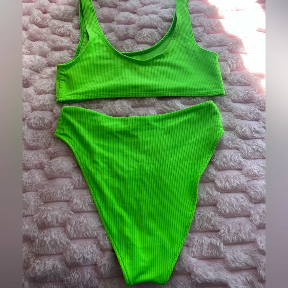 Frankie's Bikinis Neon Green Ribbed.